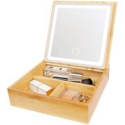 Uniq 2-in-1 LED mirror jewelry box / organizer-nice box of bamboo for makeup and jewelry