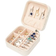 UNIQ Jewelry box for earrings in artificial leather - Black Square - White